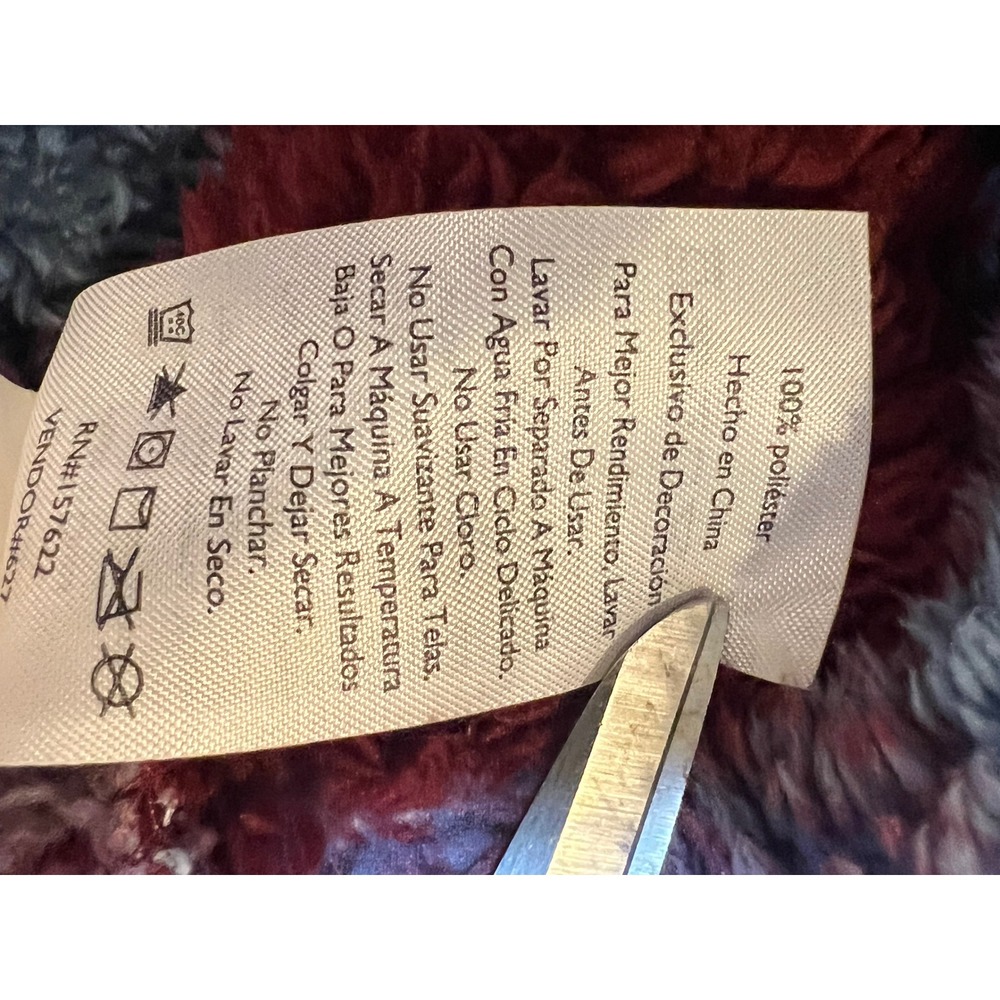Eddie Bauer Womens Plaid Fleece Quarter Zip Pullover Sweatshirt XL Burgundy Blue - Picture 10 of 11